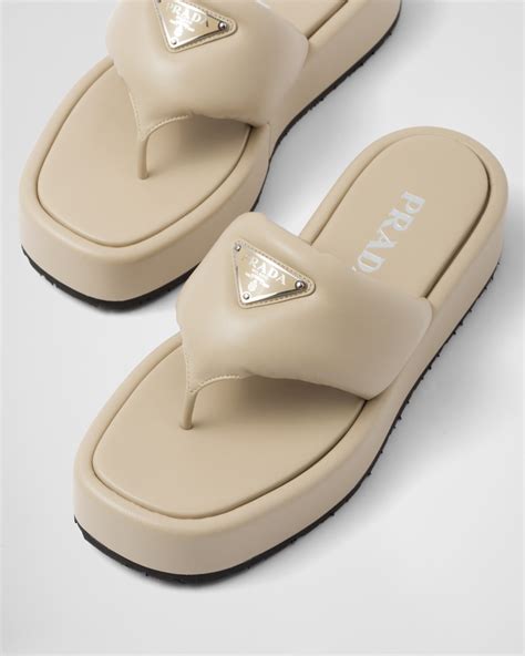 Prada Soft Padded Nappa Leather Thong Wedge .